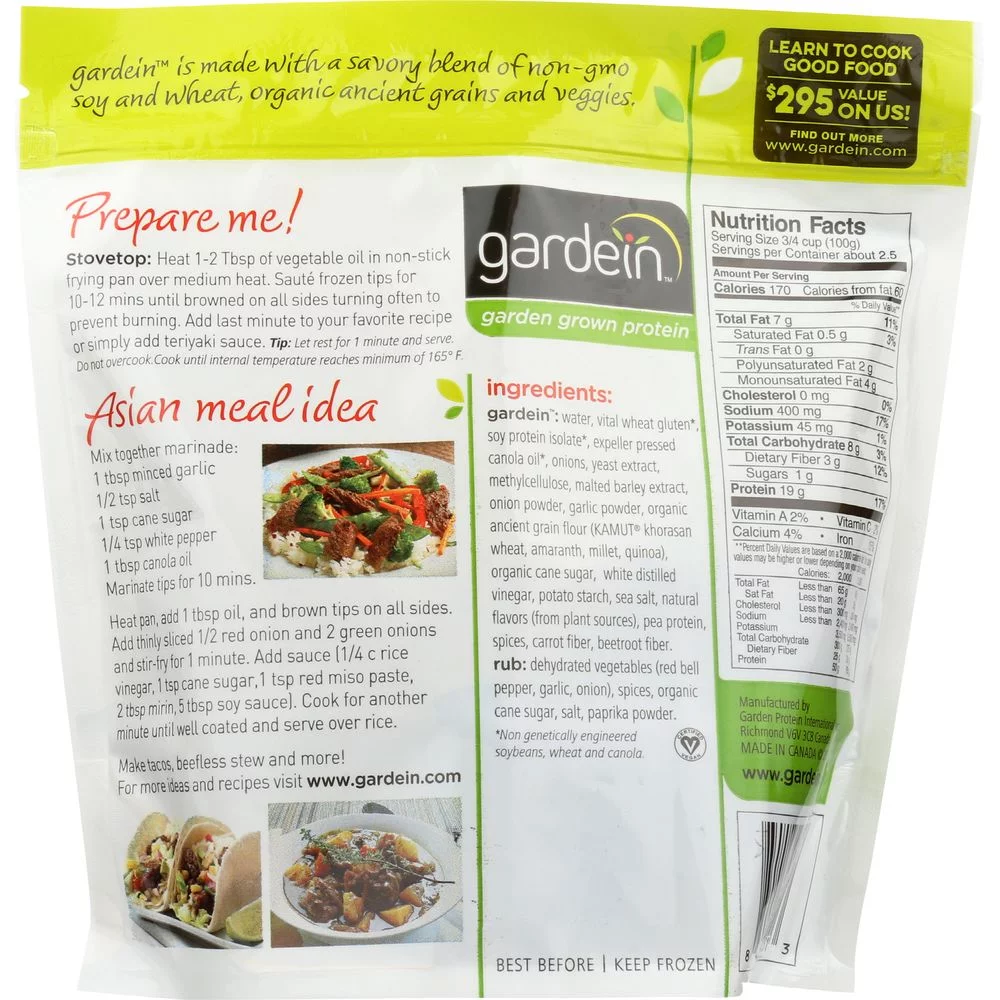 Gardein Homestyle Beefless Tip, 9 Ounce -- 8 per Case. Food & Beverages