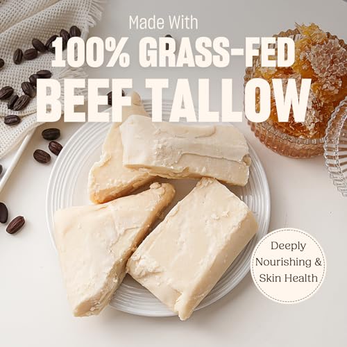 Whipped Beef Tallow for Skin – 100% Grass-Fed Handmade Cream Moisturizer for Face & Body, Natural with Honey, Shea Butter, Jojoba Oil, Non-Greasy, Nourishing for Men, Women, Kids, 4 Oz