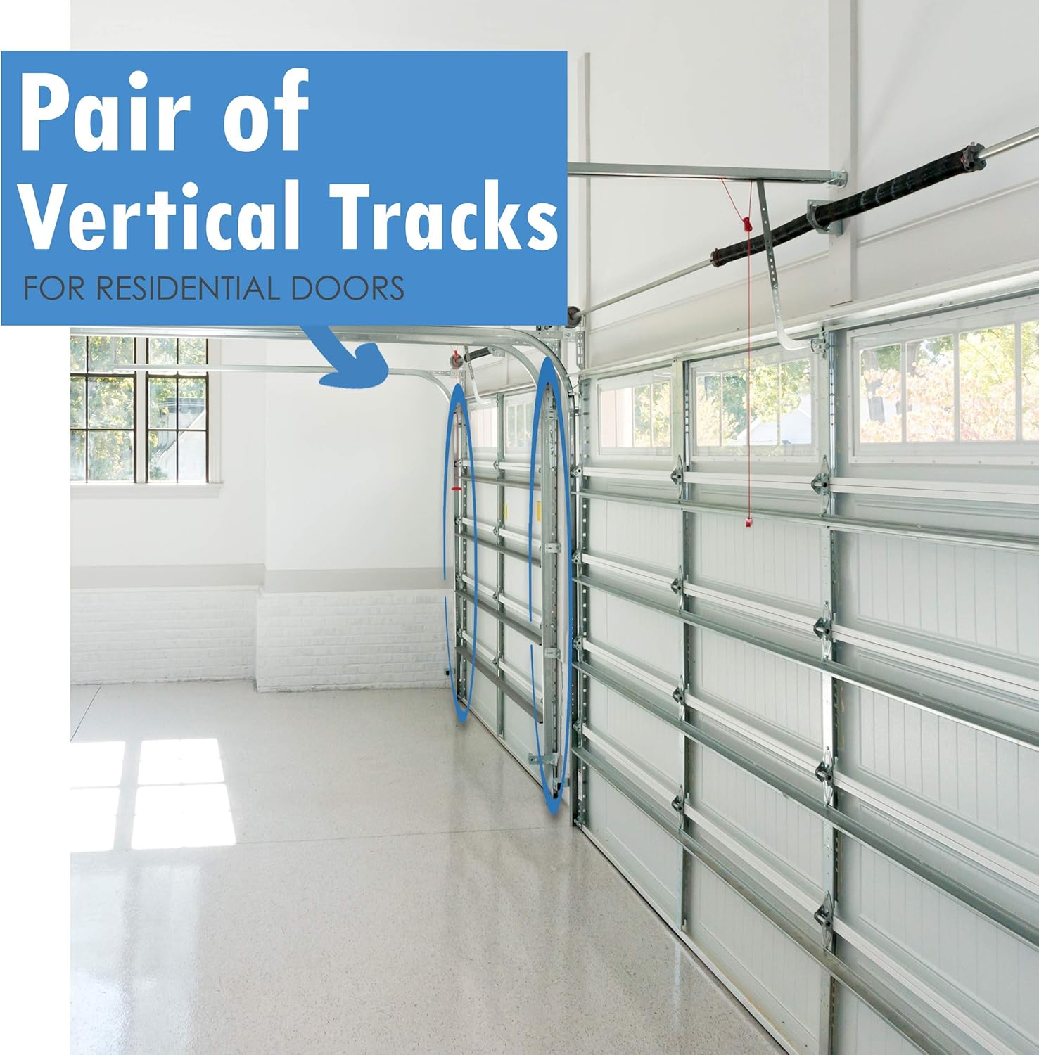 Garage Door Vertical Track Replacement �C Set of Left and Right for 7 Foot Tall - Garage Door Rails Galvanized Steel Hardware Door Rails for Residential/Light Commercial Side Tracks for 2-inch Rollers