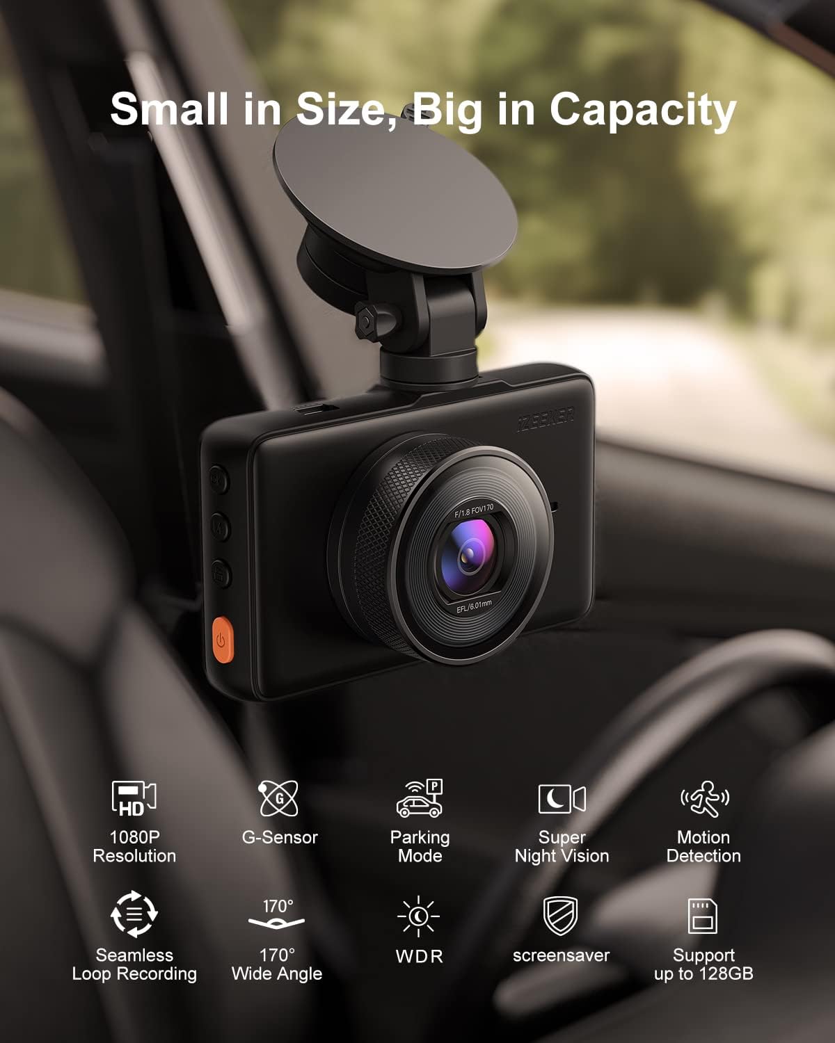 iZEEKER Dash Cam 1080P Car Dash Camera, Super Night Vision Driving Recorder 3 Inch LCD Screen 170° Wide Angle, G-Sensor, Accident Record, Loop Recording Pack of 2