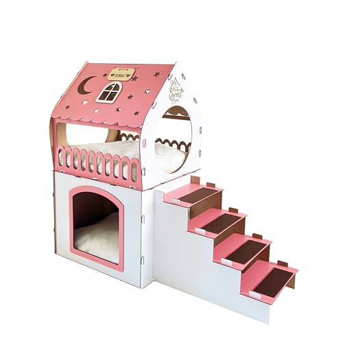 Wooden Cat House, Modern Rabbit House, Triple Pet House, Pet Furniture, QPRPET New House, Pet Playground, Cat Furniture, Dog House, Pet Bed, Cat Bed, Pet home, Dog Furniture (White)