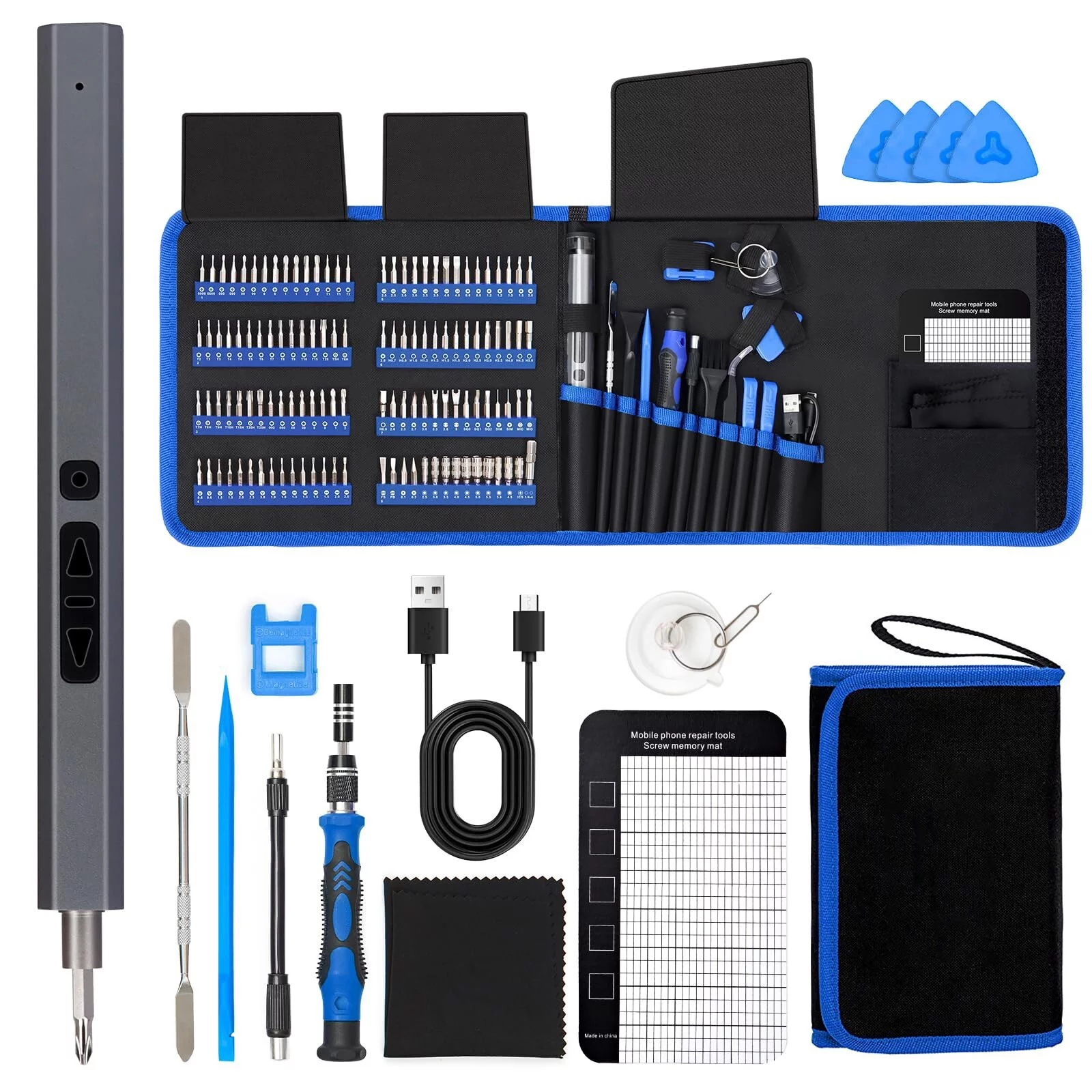 144 in 1 Electric Precision Screwdriver, Mini Electric Screwdriver with 120 Magnetic Bits, 24 Repair Tools for PC, Computer, Laptop, Phone, RC Drone