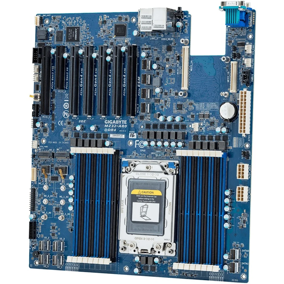 Gigabyte MZ32-AR0 Server Motherboard, AMD Chipset, Socket SP3, Extended ATX