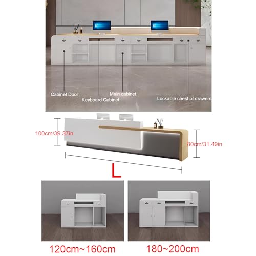 Reception Desk with Counter,Open Front Desk Reception Counter with Lockable Drawer & Door Cabinet, Salon Reception Modern Large Counter Table for Store Shop Office,B,L 120cm/47in