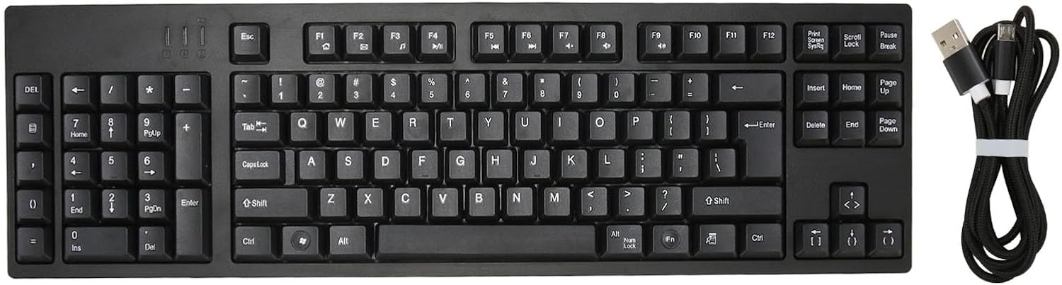 Left Handed Keyboard 109 Keys Micro USB Ergonomic Layout Plug and Play Office Keyboard for Business Accounting Designer