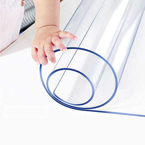 Thicken PVC Clear Table Cover Protector Tablecloth Large Plastic Table Pad Waterproof Wipeable Vinyl PVC Cover for Rectangle Dinner Table Mat Pad Furniture Protector 28 inch Dia