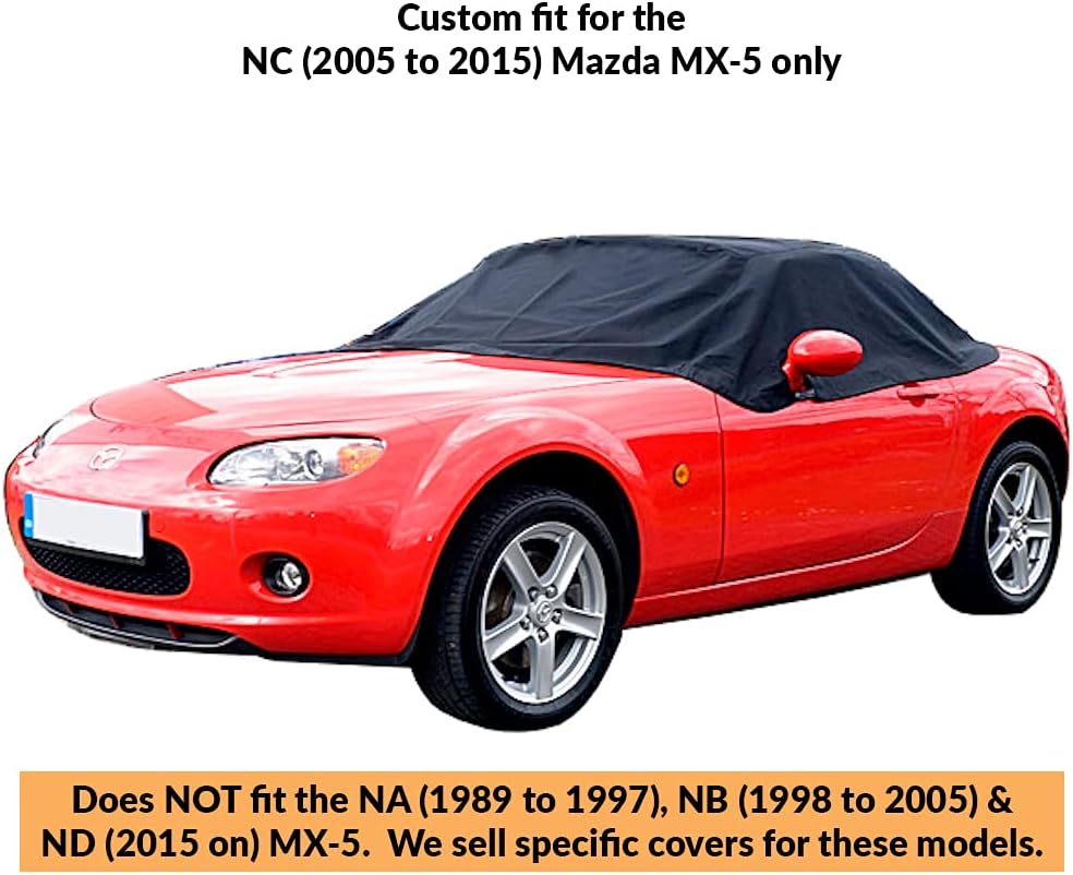 North American Custom Covers Custom-fit Soft Top Roof Protector Half Cover for Mazda Miata MX5 Mk3 (Black)