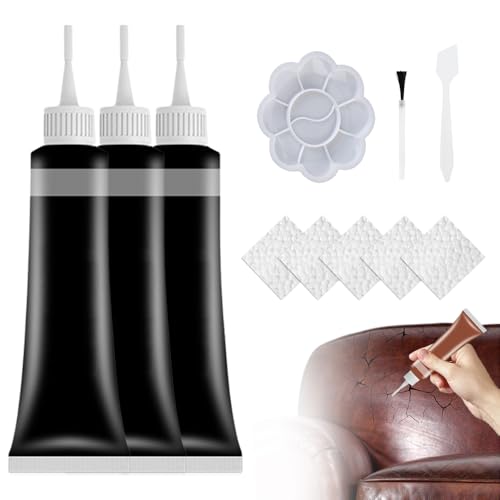 Advanced Leather Repair Gel, 2024 New Leather Repair Kit for furniture, Jacket, Sofa, Car Seats and Leather shoes Etc, Vinyl Seat Repair, Leather Patch for Car Seat Repair, Easy Use (Black)