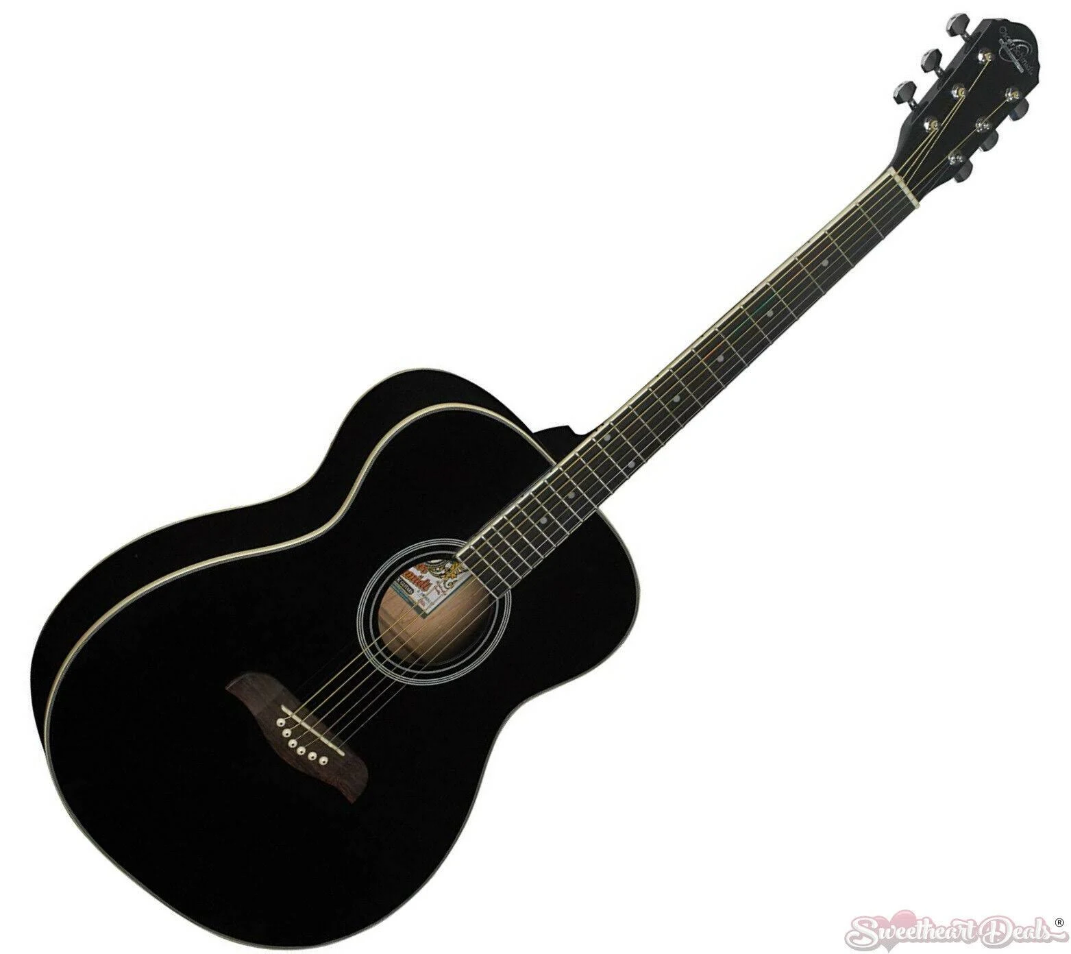 Oscar Schmidt OAB-A Auditorium Acoustic Guitar. Black