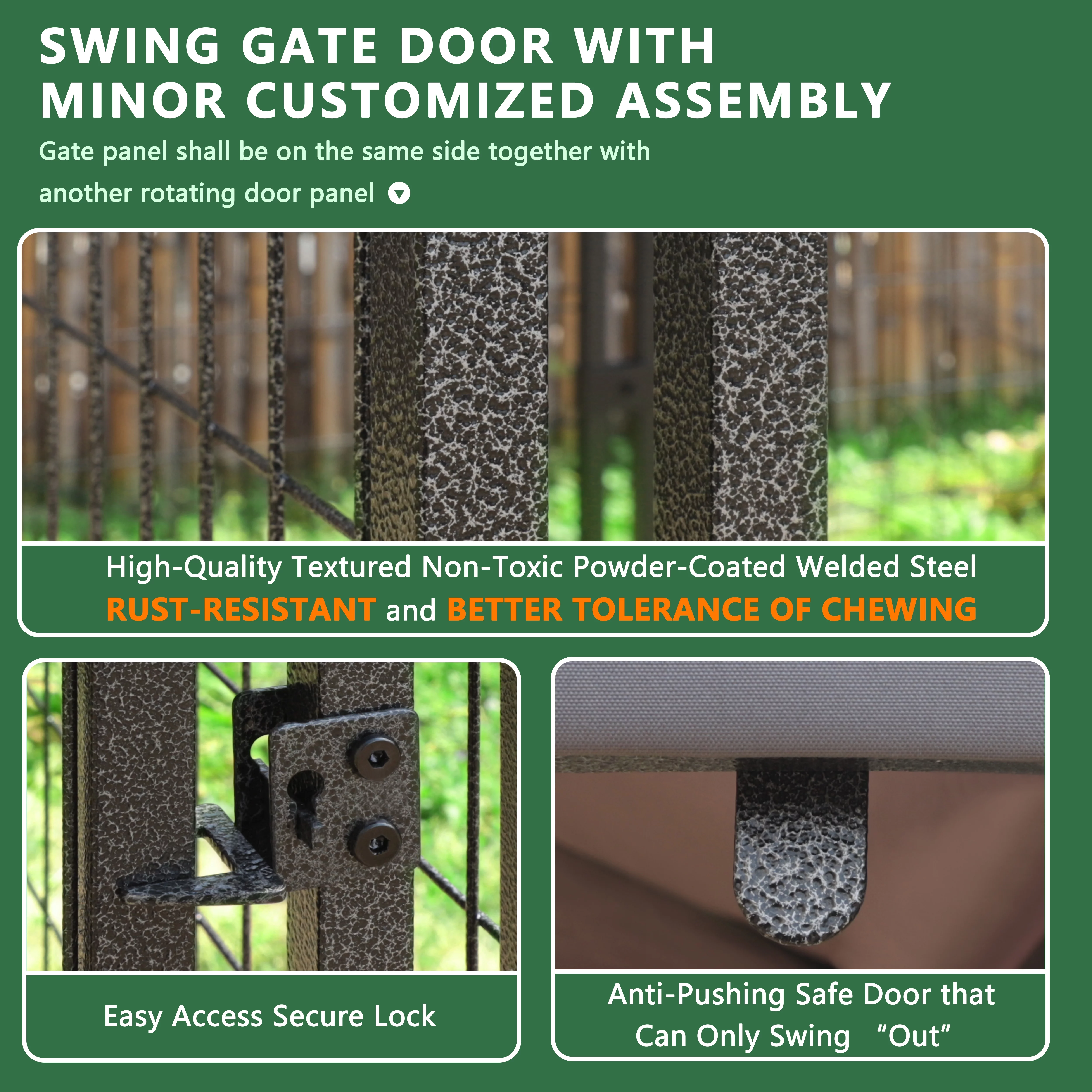 VEIKOUS 10x10 ft Outdoor Large Dog Kennel w/ Waterproof Canopy & 2 Bowls, Oversized Dog Crates for Yard, Lawn, Gray