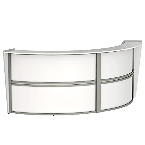Linea Italia Curved Modern Office Desk Easy to Assembly 2 Panel Reception Counter for Lobby, Salon, 124