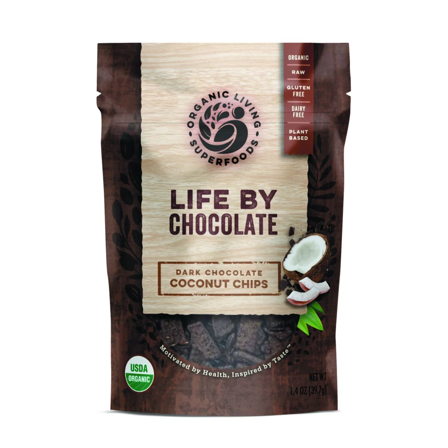 Healthy Truth - LIFE BY CHOCOLATE - Organic Dark Chocolate Covered Coconut Chunks (1.4oz SNACK Size)