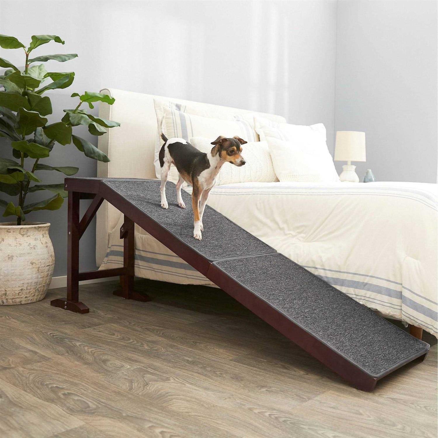Frisco Deluxe Wooden Carpeted Cat Dog Ramp - Pet Supplies online store