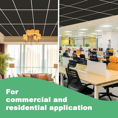 Smooth White Drop Ceiling Tile 2ft x 4ft, Ceiling Panel 24 x 48in – Waterproof, Washable and Fire-Rated - to Prevent Breakage-Cover 80 Sq. Ft-Package of 10 Tiles