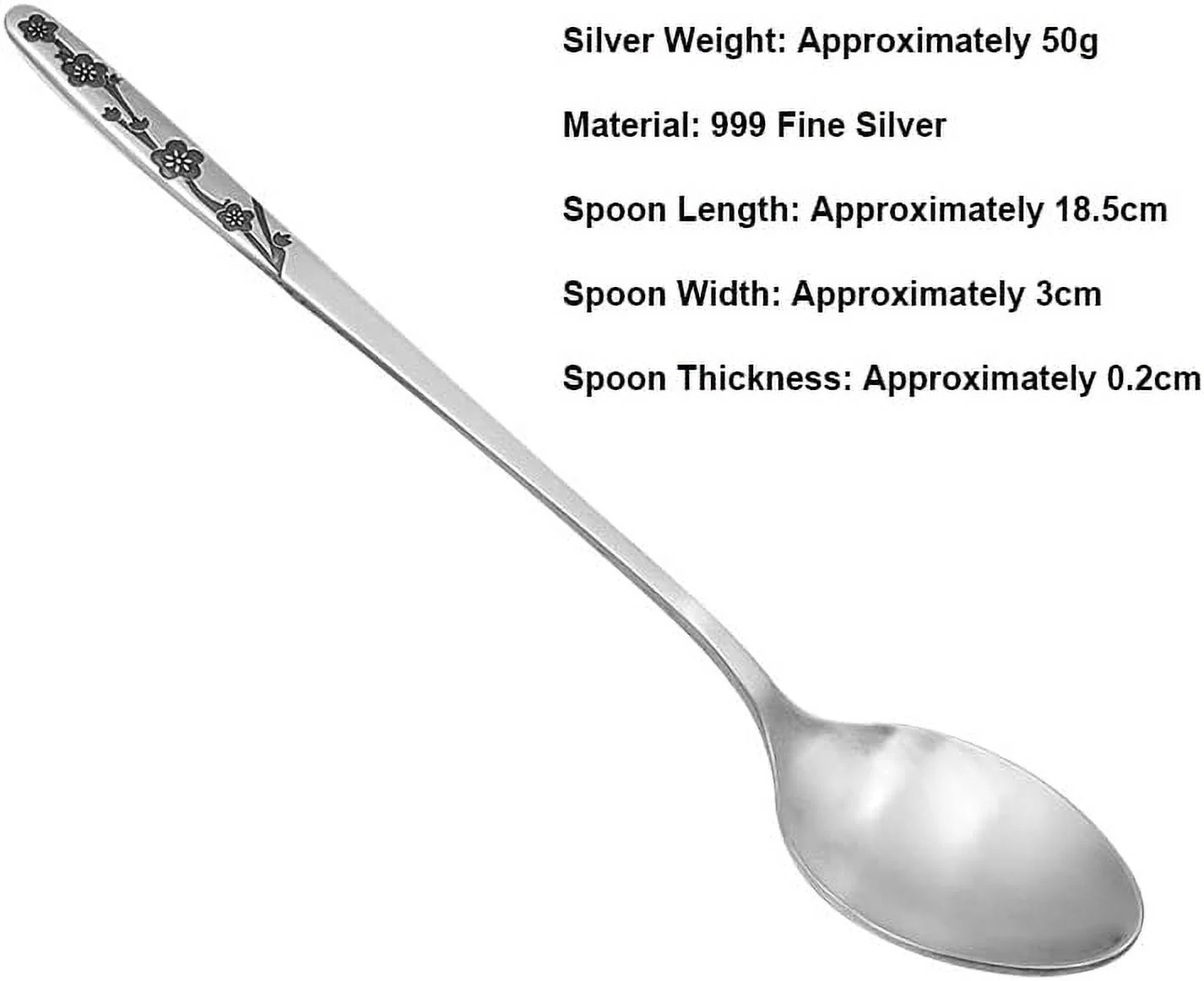 999 Pure Sterling Silver Rice Spoon Dessert Spoon Stirring Spoon Silver Tableware