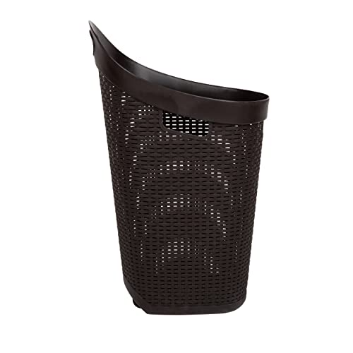 Mind Reader 60L Rolling Laundry Hamper, Clothes Basket, Wheels, Wicker Style, Plastic, 19.5