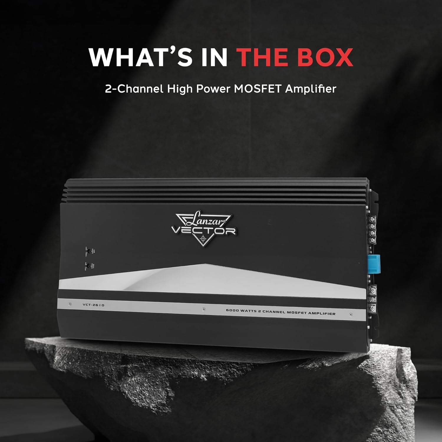 Lanzar 2-Channel High Power MOSFET Amplifier - Slim 6000 Watt Bridgeable Mono Stereo 2 Channel Car Audio Amplifier w/Crossover Frequency and Bass Boost Control, RCA Input and Line Output - VCT2610.5