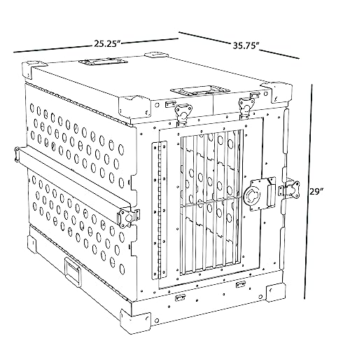 Heavy Duty Fully Collapsible Powder-Coated Aluminum Dog Crate - Medium (Black)