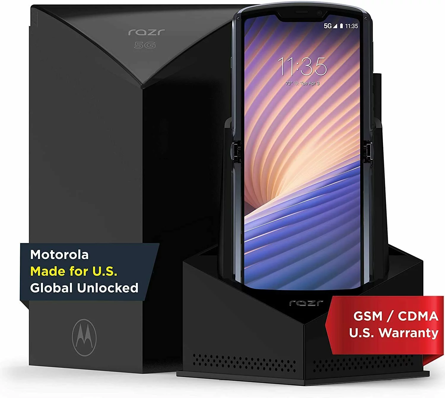 Motorola Razr 5G | Unlocked | Made for US by Motorola | 8/256GB | 48MP Camera | 2020 | Polished Graphite Cell Smart Phone Smartphone PAJS0015US