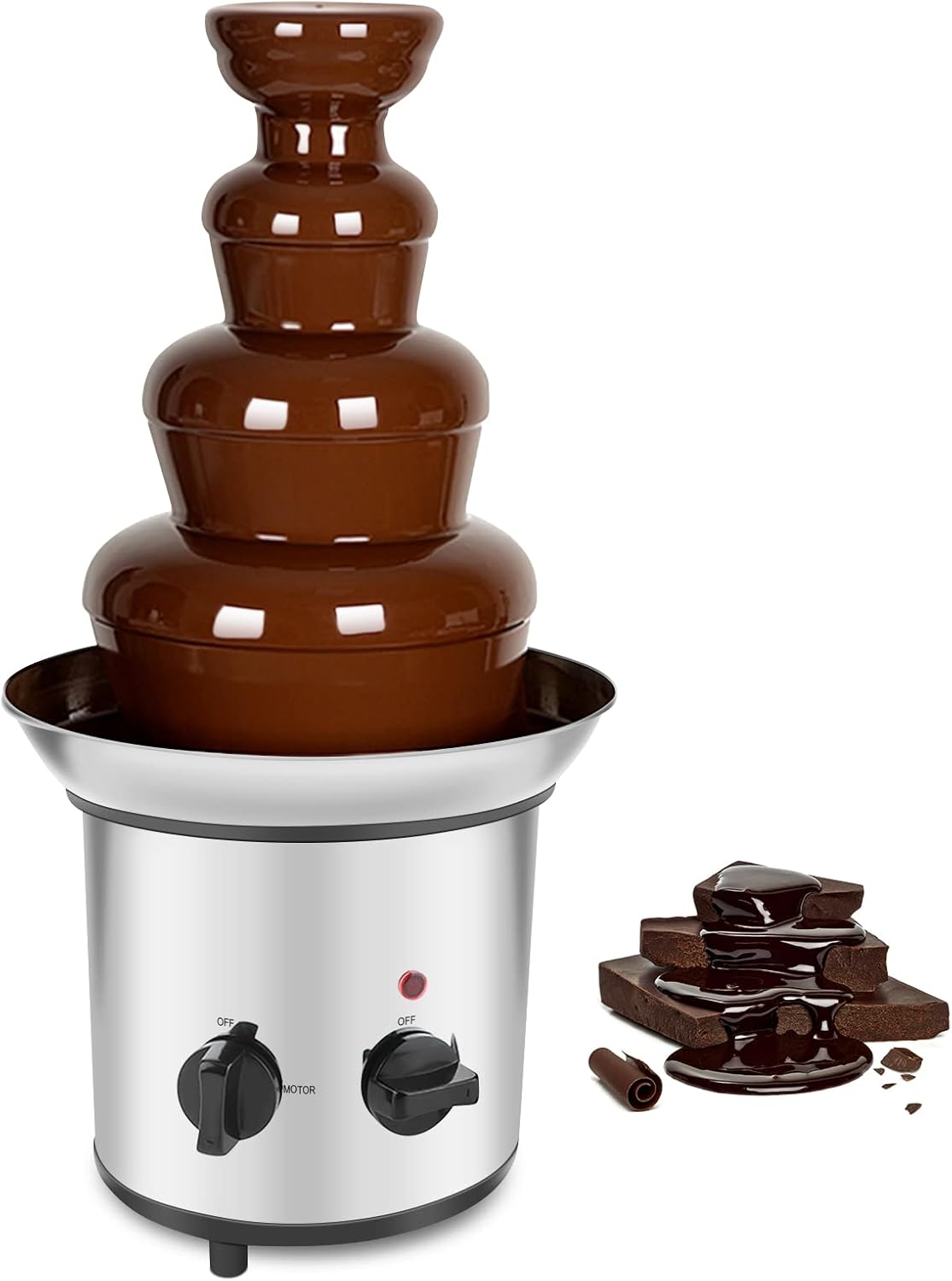 Chocolate Fondue Fountain,4 Tier Chocolate Fondue Fountain - Electric Stainless Choco Dipping Warmer Machine - Melting, Warming, Keep Warm - for Chocolate, Candy, Butter, Cheese,
