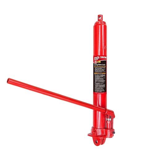 BIG RED Hydraulic Long Ram Jack with Single Piston Pump and Clevis Base (Fits: Garage/Shop Cranes, Engine Hoists, and More), 3 Ton (6,000 lb) Capacity, Red