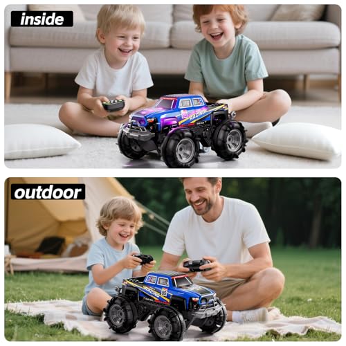 Remote Control Car for Boys 4-7, Amphibious RC Truck with Spray & Light, Remote Control Monster Truck Off-Road RC Cars for Boys Age 8-12, RC Cars for Adults Gift Toys 3-10