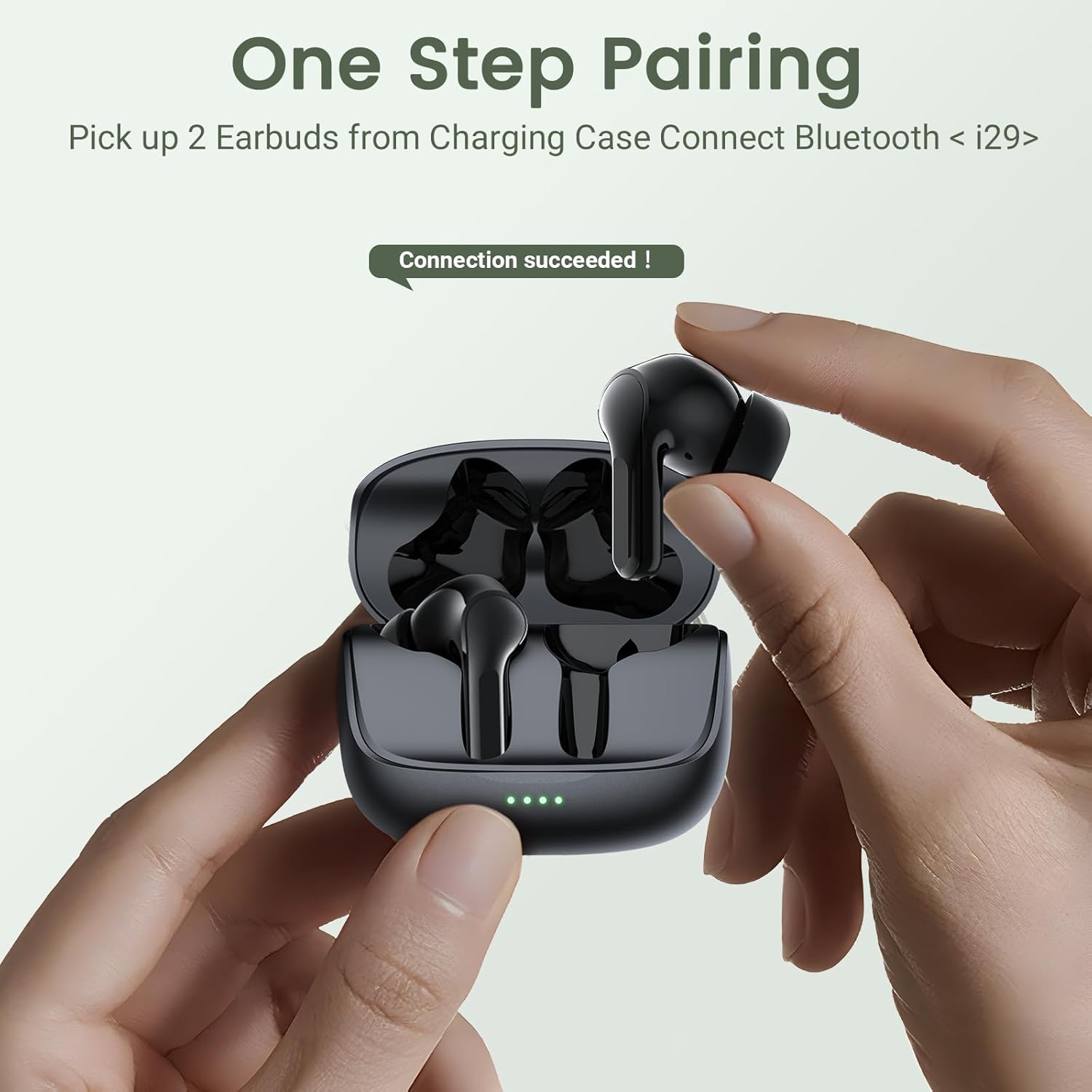 Ear buds Wireless Earbuds Bluetooth 5.3 Headphones Stereo Sound In Ear Earphones with 50Hrs Playback Mini Charging Case IPX7 Waterproof Earbuds with Mic for Sport Running Workout Gym Phone TV PC Black