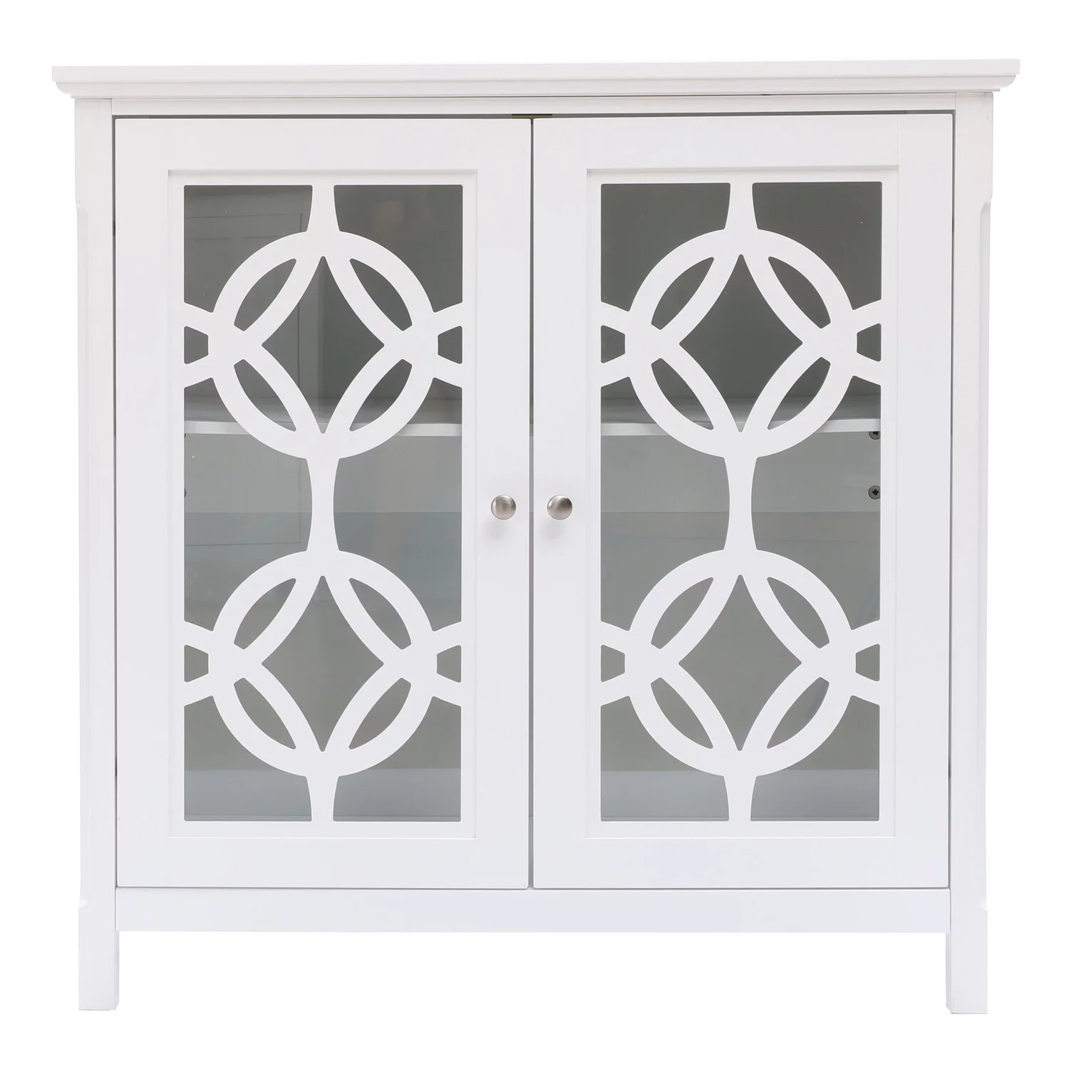 LuxenHome White Wood 2 Door Accent Storage Cabinet
