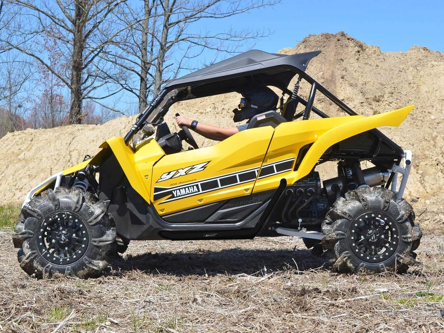 SuperATV Rock Sliders Nerf Bars Tree Kickers for 2016+ Yamaha YXZ / SE / SS | Black | Constructed of 1.75