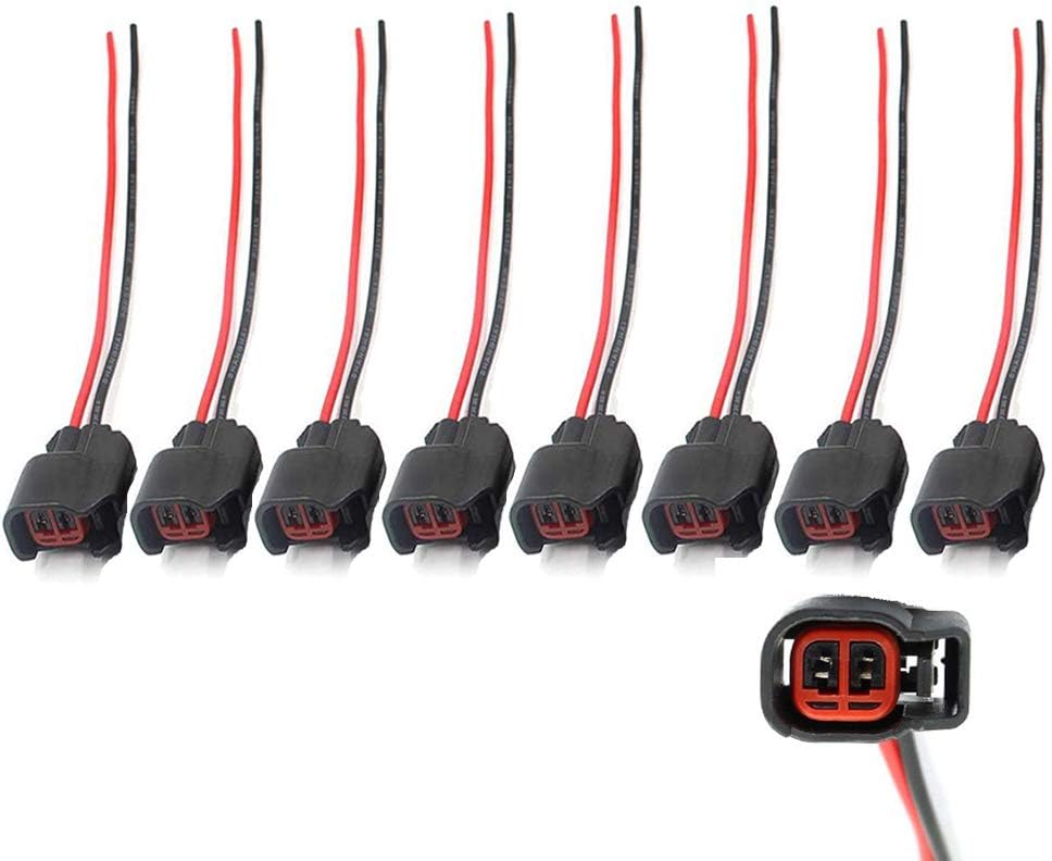 8 Pcs Fuel Injector Connector Pigtail Wire EV6 EV14 USCAR Fit for Dodge LS2 LS3 GM Ford