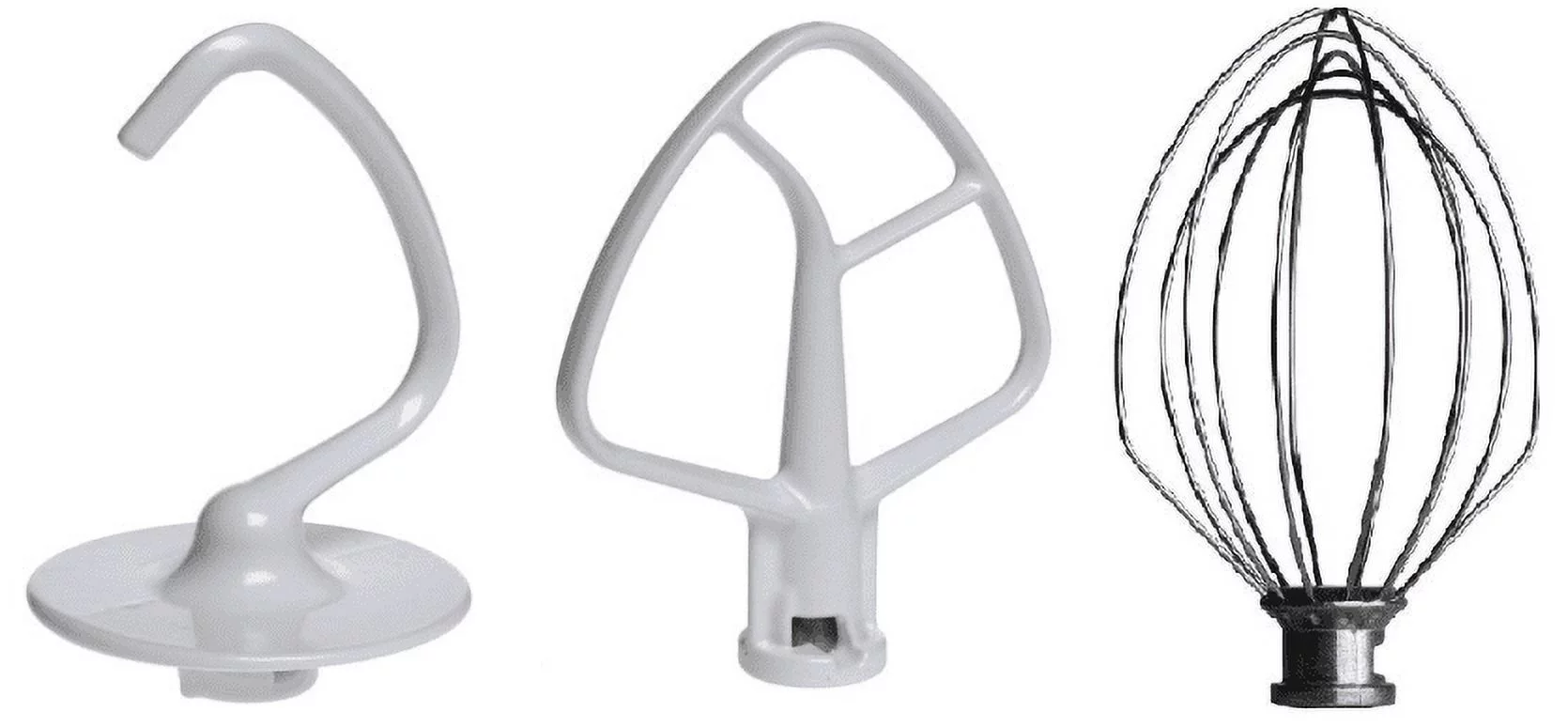KitchenAid Stand Mixer 3 Piece Replacement Set; Flat Beater, Dough Hook Wire Whip