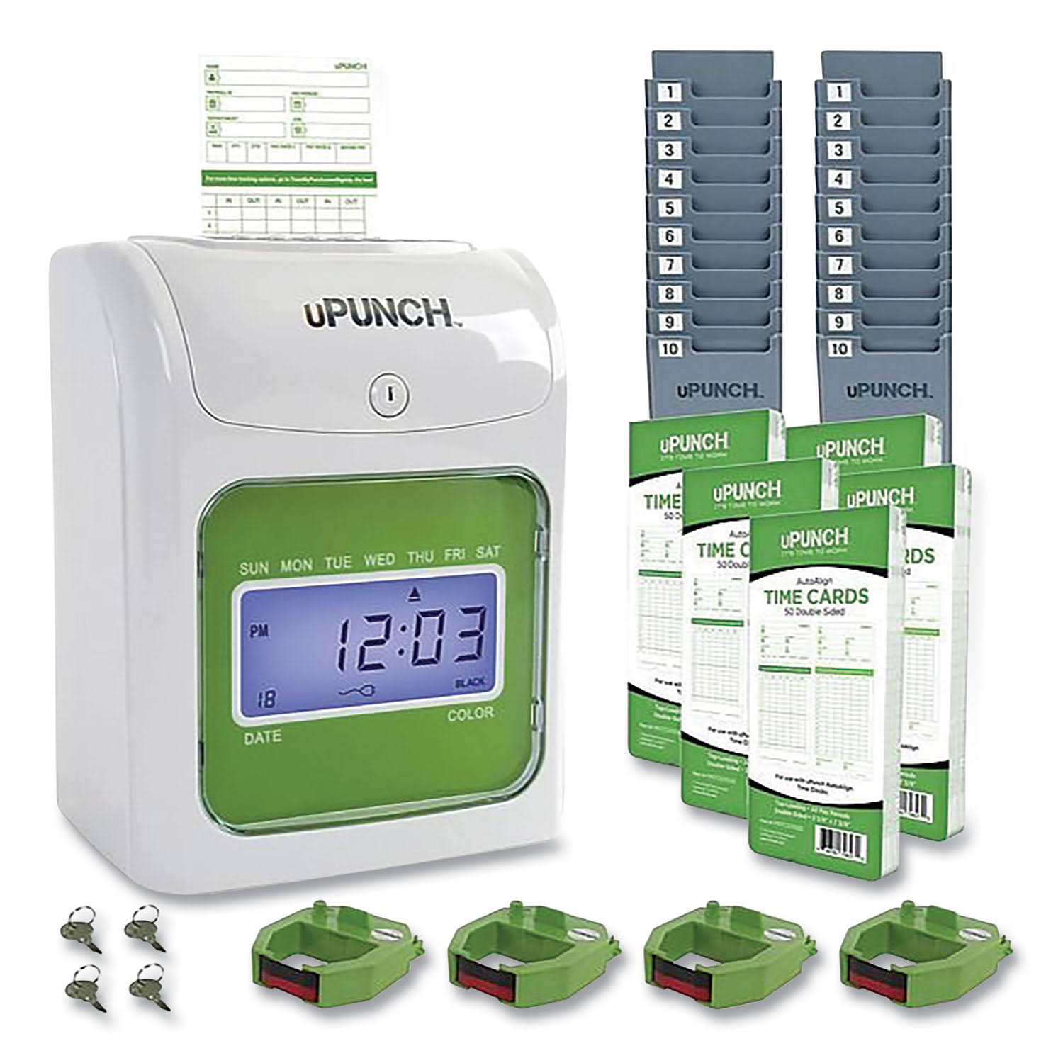 uPunch UB1000 Electronic Punch Card Time Clock Bundle