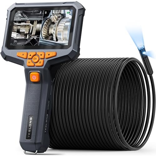 Teslong 50FT Sewer Camera, Dual Lens Borescope with Light, 4.3