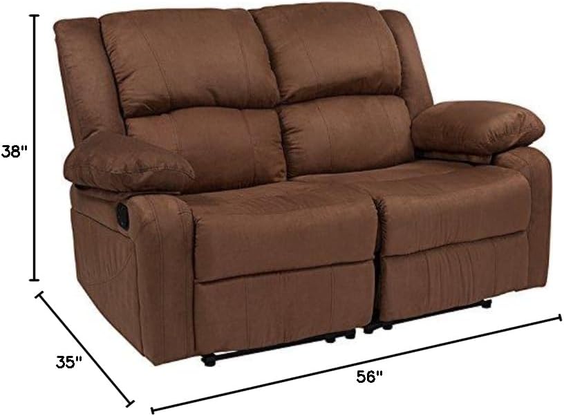 Coherent Series Chocolate Brown Microfiber Loveseat with Two Built-in Recliners