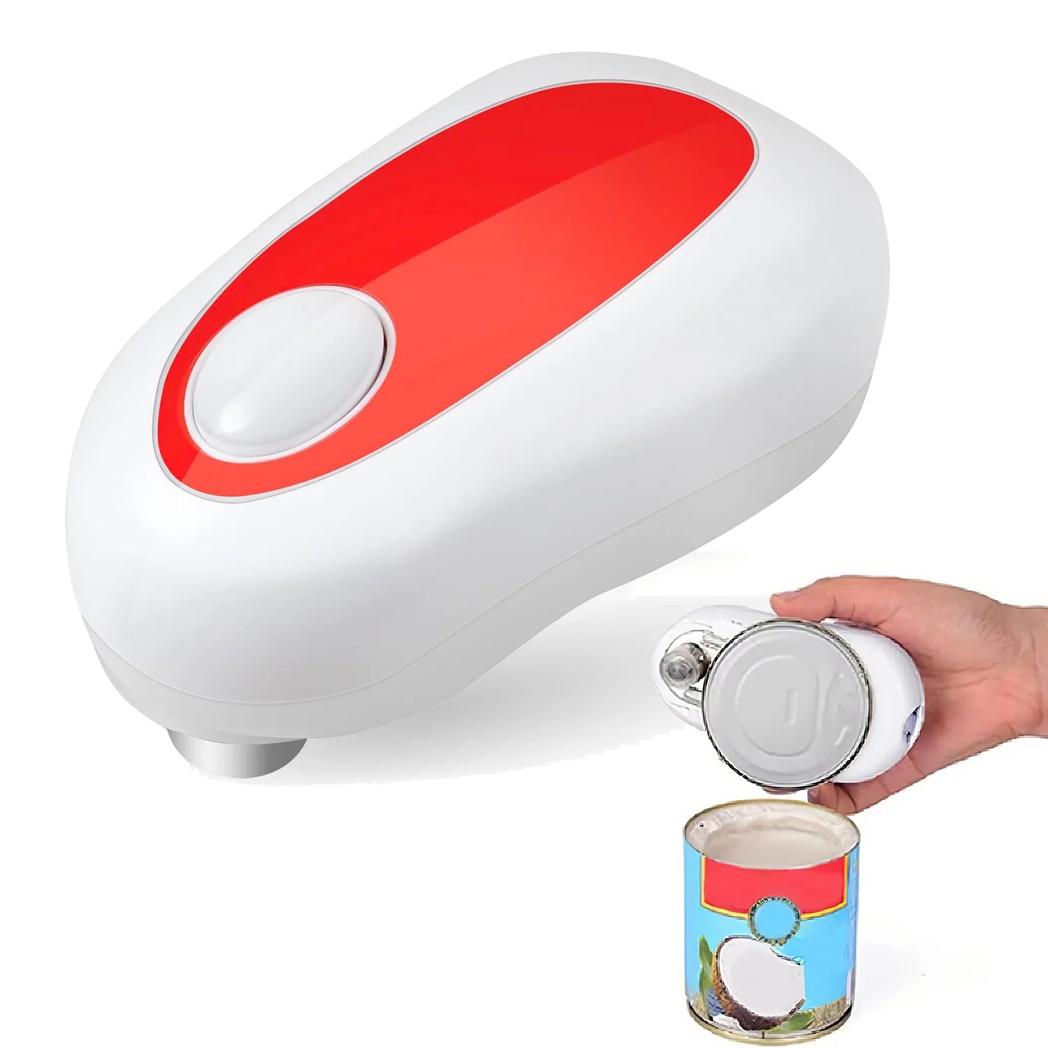 Electric Can Opener, Open Any Can Shape with One Press, Smooth Edge, Food-Safe and Battery Operated Can Opener Electric for Kitchen