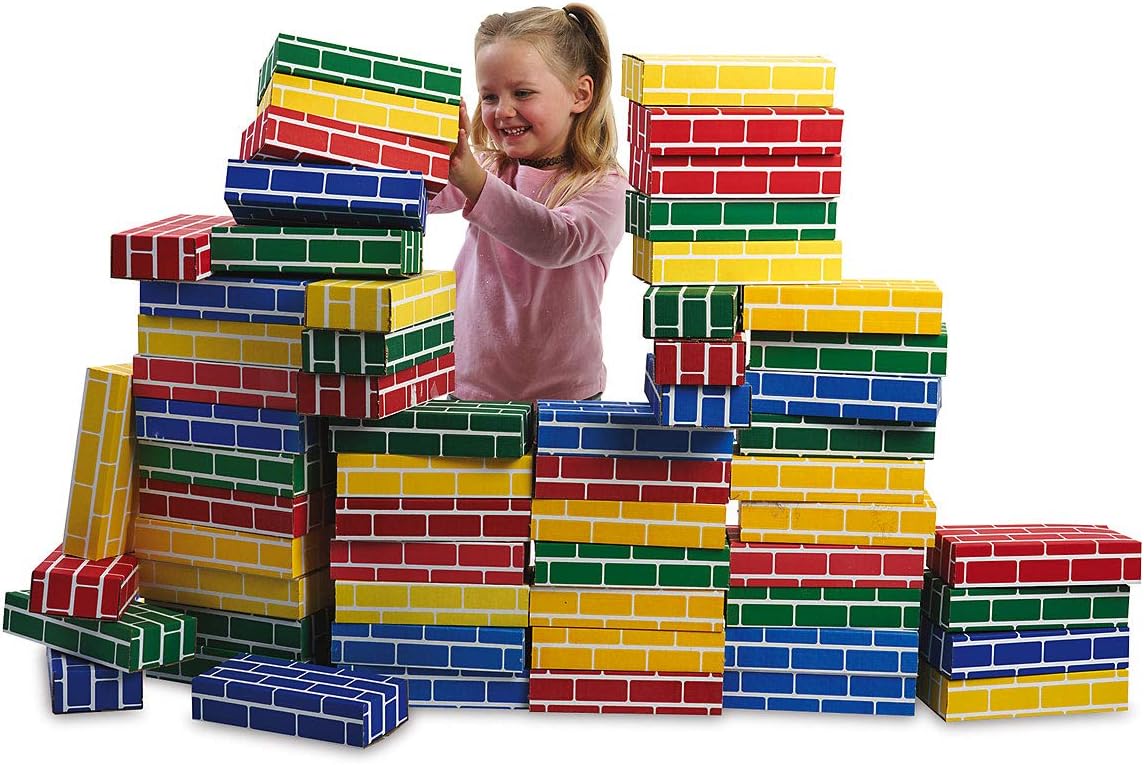 Lillian Vernon Primary Building Bricks- Kids Cardboard Bricks, Each 9 x 4 x 2 (Set of 24)