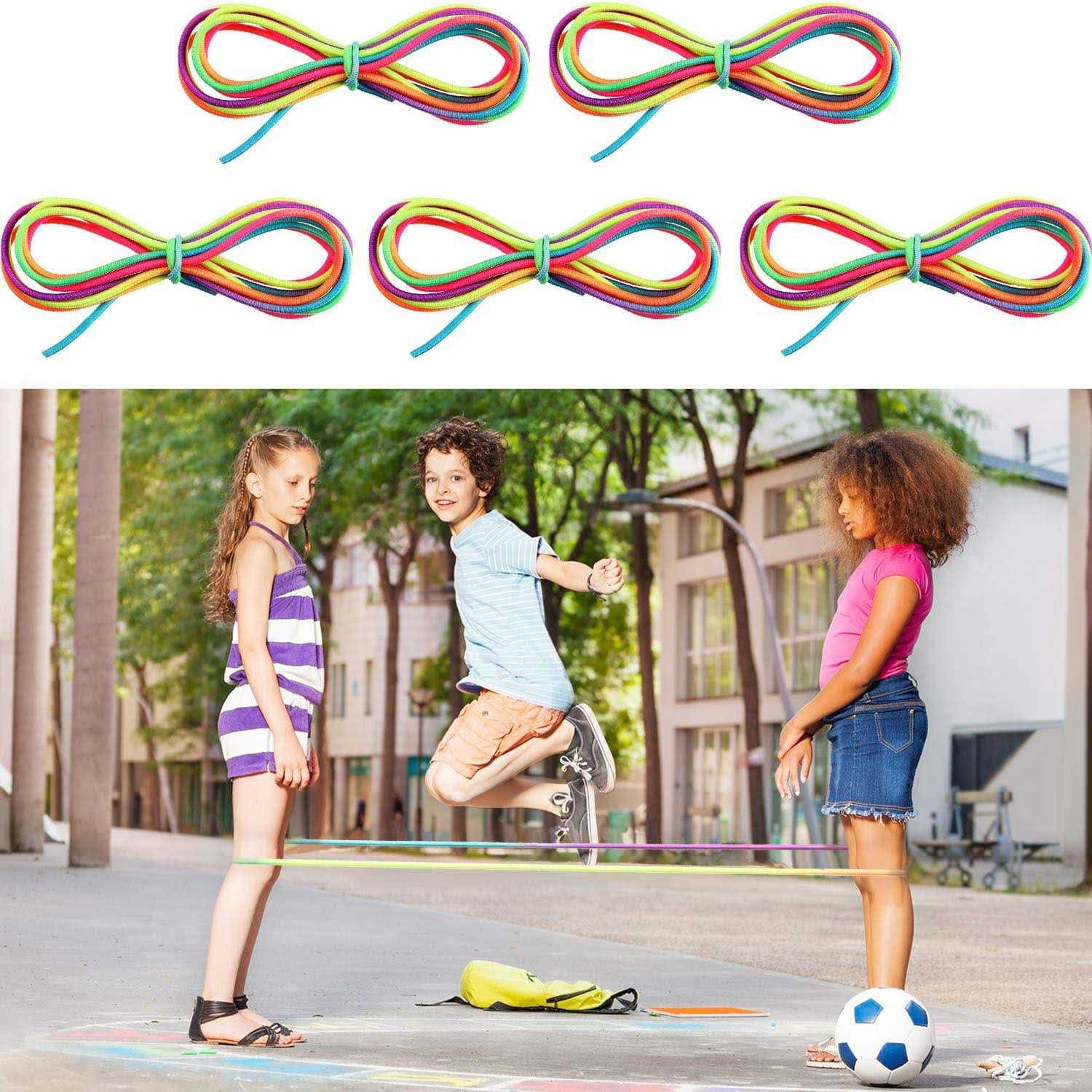 5 Pieces Chinese Jump Ropes Colorful Stretch Rope Elastic Fitness Game for Outdoor Exercise - Sports Supplies Online Store