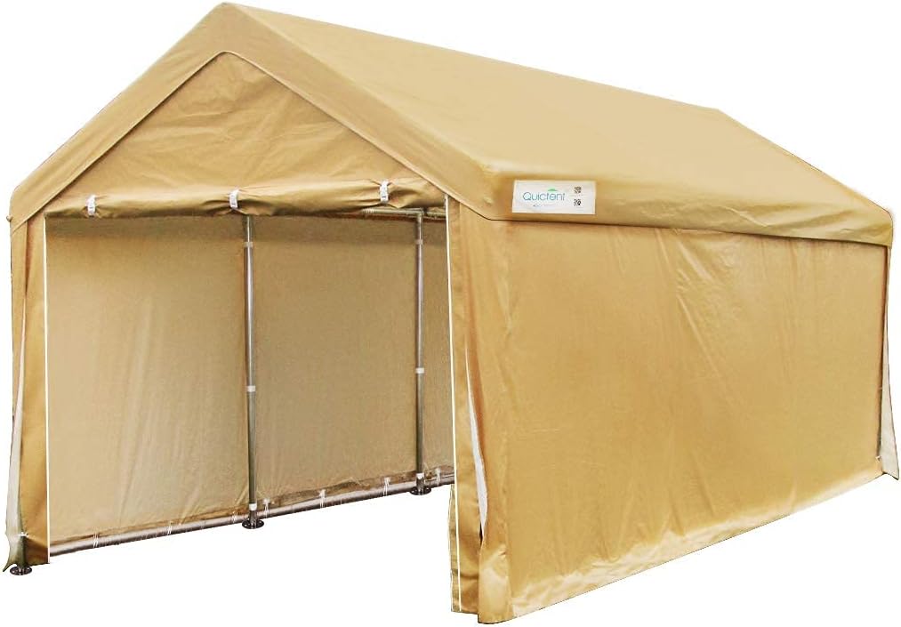 Quictent 13'X20' Carport Heavy Duty Car Canopy Garage Boat Shelter with Reinforced Ground Bars-Beige