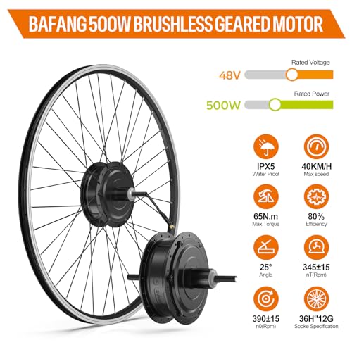 Bafang Ebike Conversion Kit:48V 500W Rear Hub Motor Fit for 700C/28/29