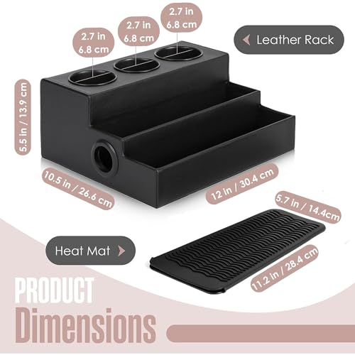 Houseables Hair Tool Organizer, Blow Dryer Holder, 12” x 10.5”, 3 Tier, Bonus Silicone Mat, Bathroom Countertop Storage for Brush Holders, Styling Product, Curling Iron, Vanity Accessories