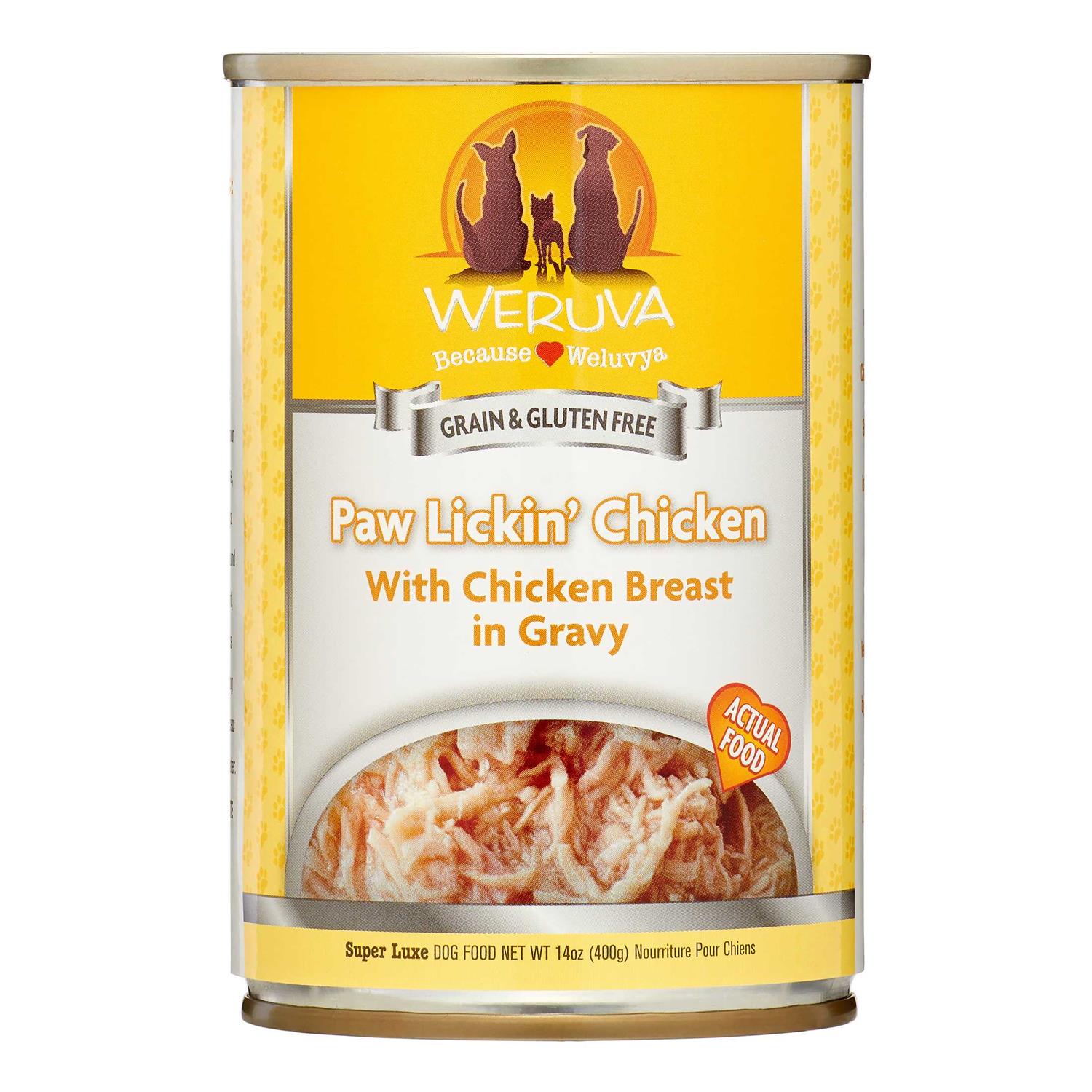 Weruva Paw Lickin' Chicken in Gravy Canned Dog Food, 14-oz can, 12 ct - Pet Supplies online store