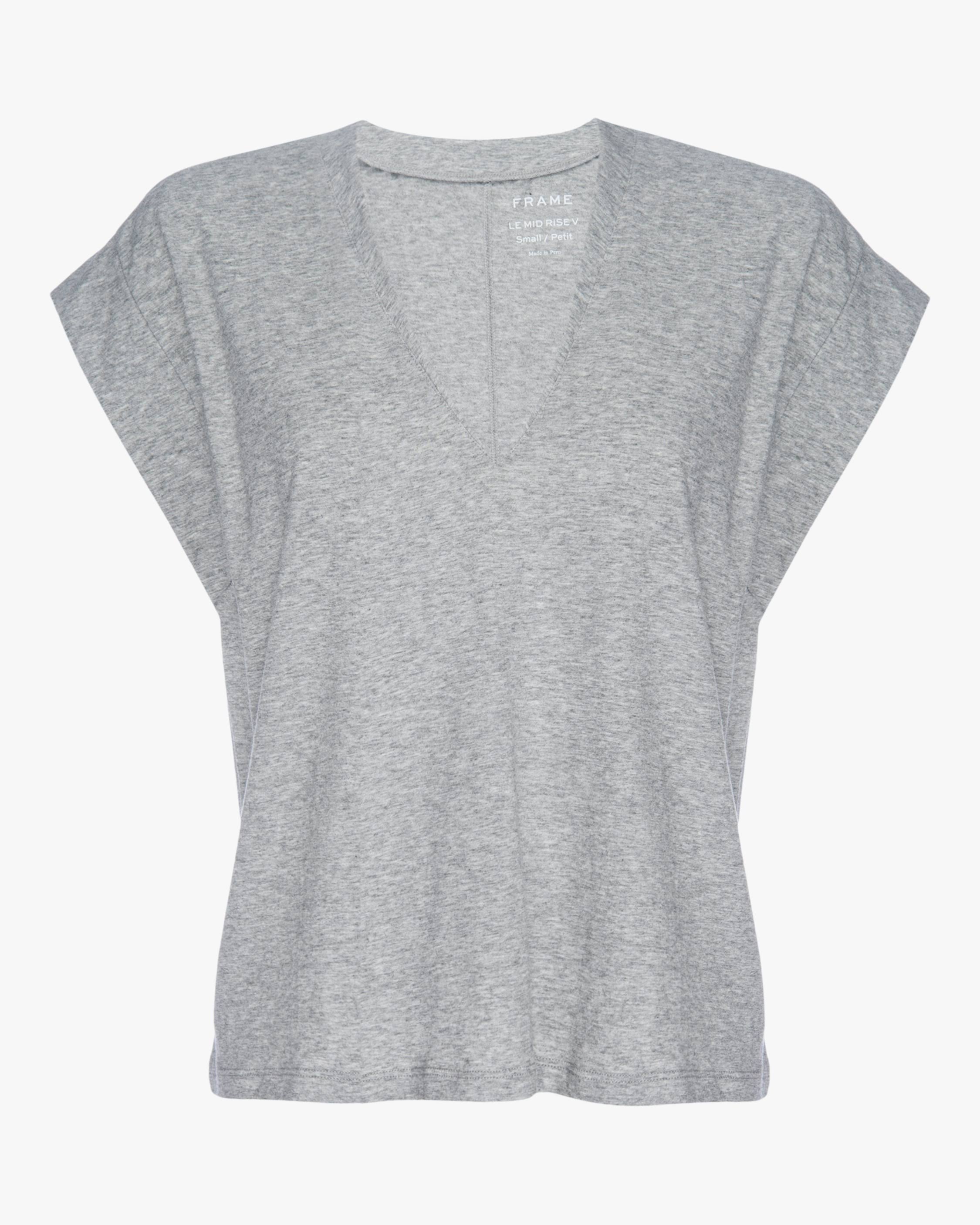 Frame Le Mid Rise V-Neck Tee Gris Heather