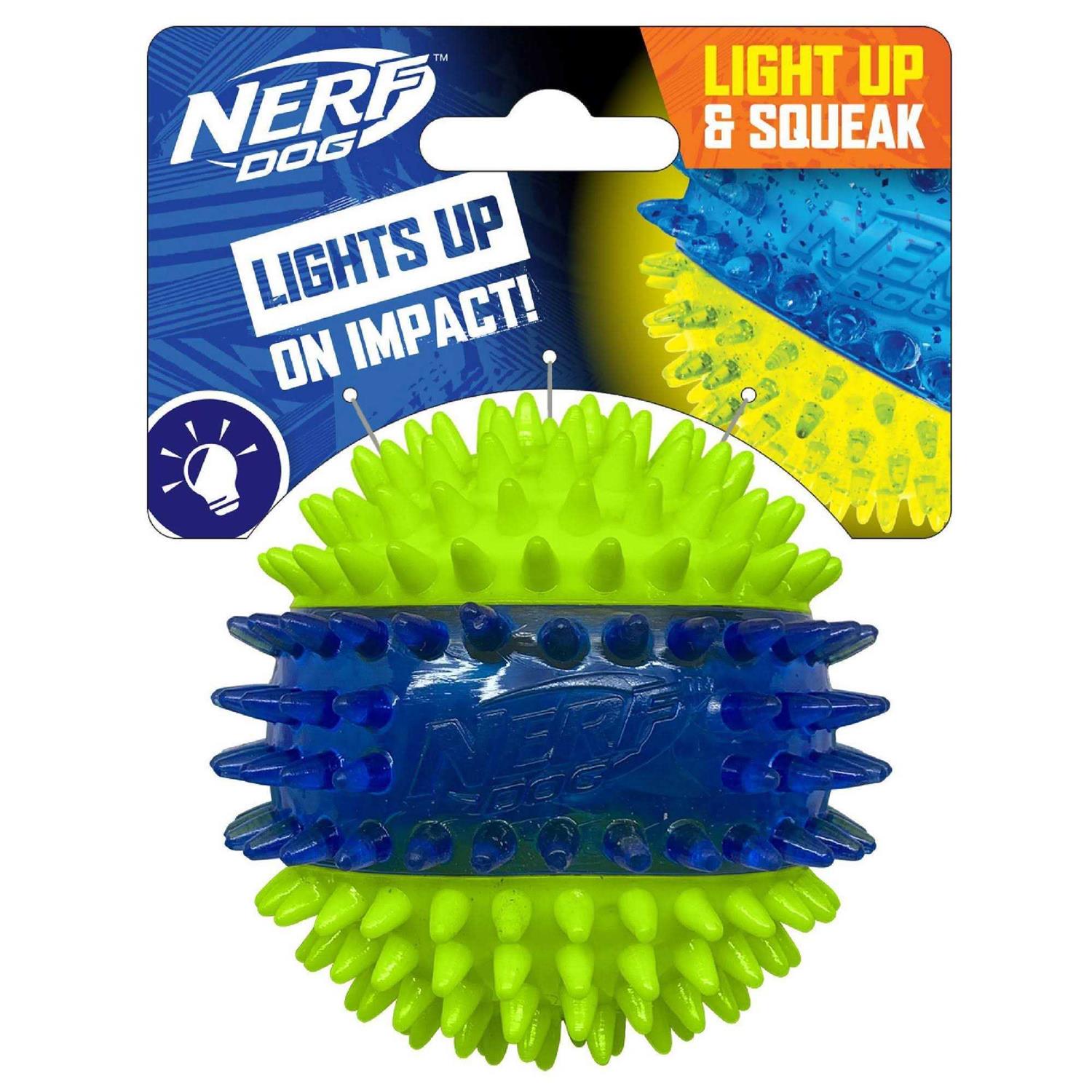 Nerf Translucent TPR 3-Part Spike LED & Squeak Ball Dog Toy - Pet Supplies online store