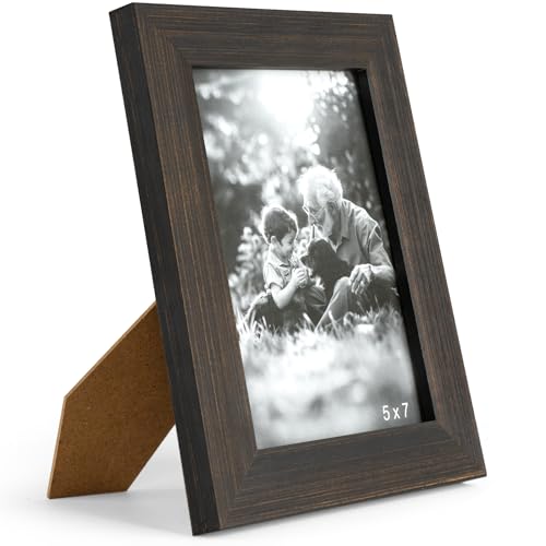 Yaetm 11x14 Wooden Picture Frame with Mat 8x10, Rustic Solid Wood Frame with High Definition Real Glass, Farmhouse Distressed Grey Wood Photo Frames for Wall Mount, Set of 2