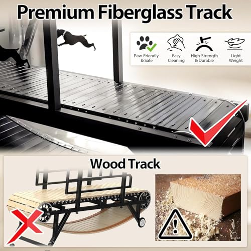 Dog Treadmill, HotFeed Dog Slat Mill for Medium Dogs, Doggy Treadmill with Brake & Plastic Track, Dog Pacer Treadmill to Keep Active and Fit, Up to 250LBS(Medium)