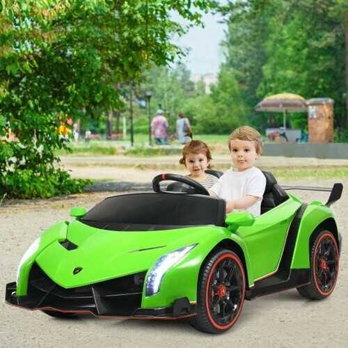 12V 2-Seater Licensed Lamborghini Kids Ride on Car with RC and Swing Function-Green