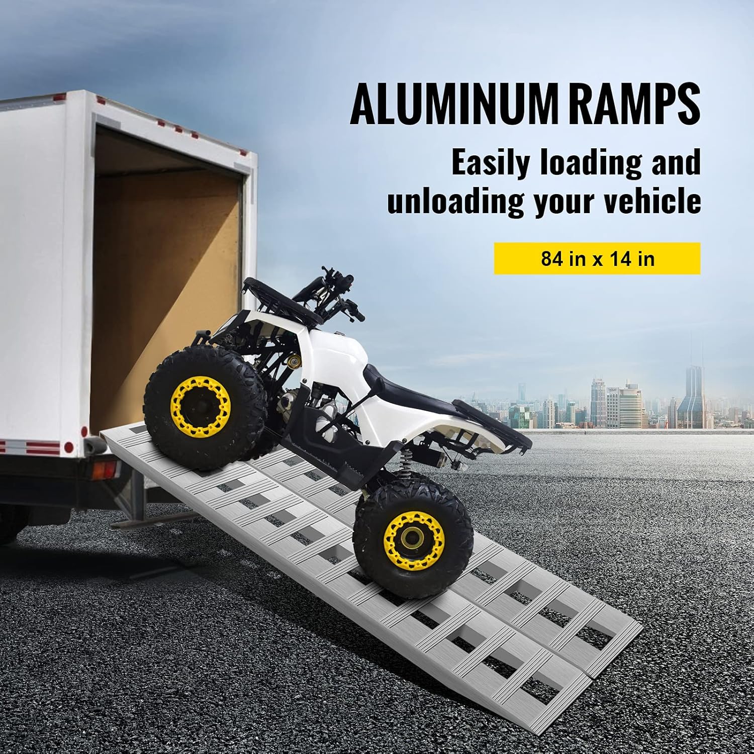 BestEquip 84x14 Inch Aluminum Ramps 6000LBS Capacity Car Trailer Truck ATV Ramps 1 Pair 2 Ramps