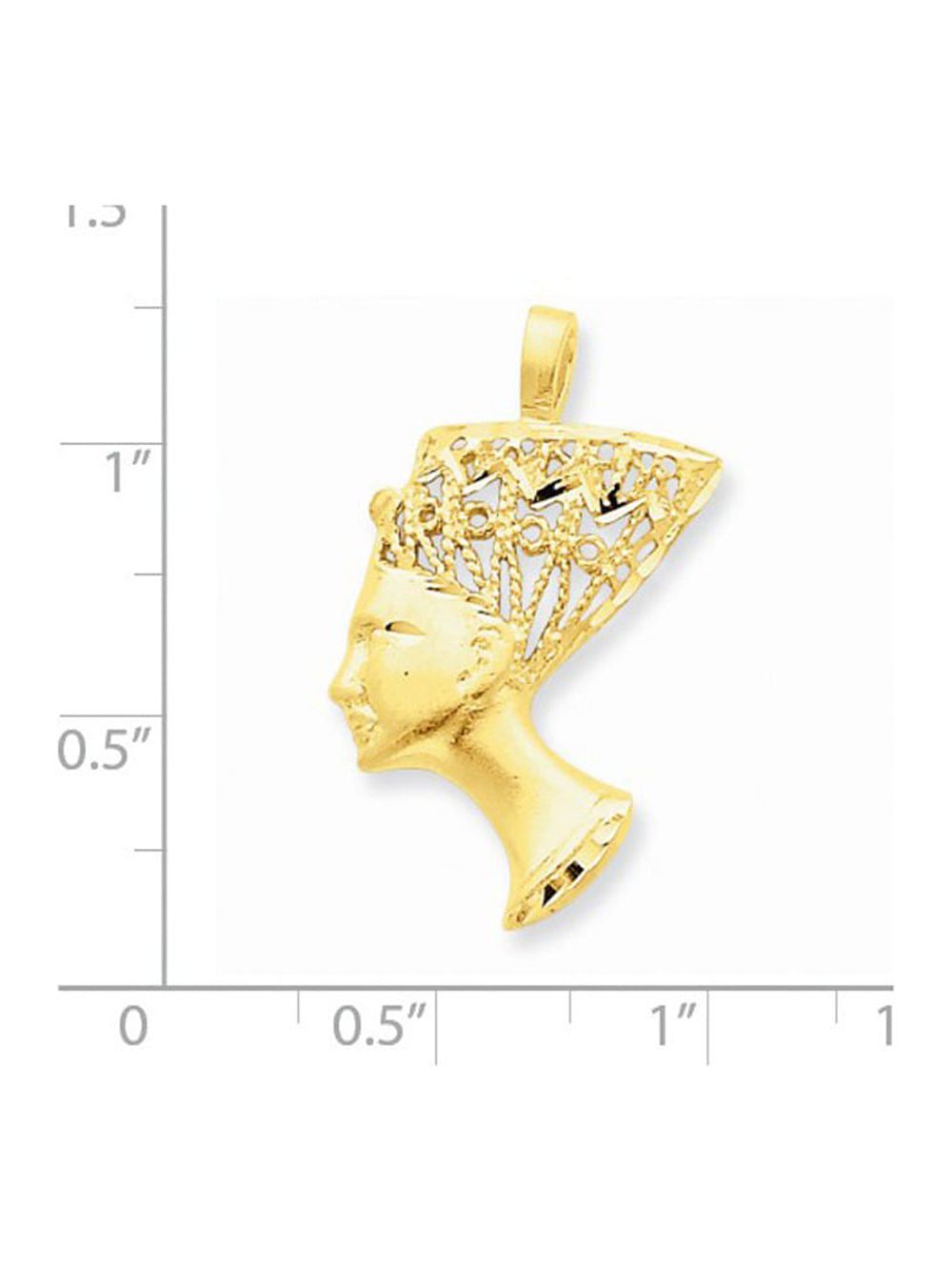 14K Yellow Gold Egyptian Nefertiti Charm Pendant Necklace with Chain