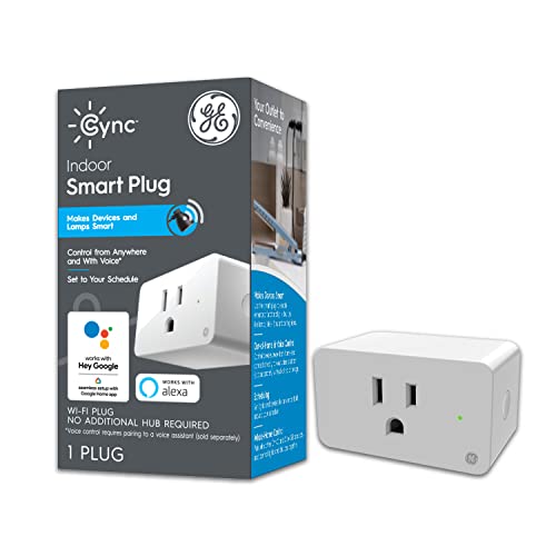 GE CYNC Smart Plug, Indoor Bluetooth and Wi-Fi Outlet Socket, Works with Alexa and Google (1 Pack)