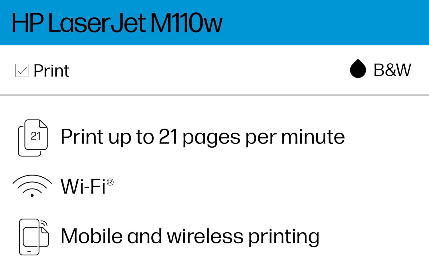HP LaserJet M110w Wireless Printer, Print, Fast speeds, Easy setup, Mobile printing, Best for small teams